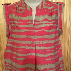 Wavy Pink & Grey Print Top